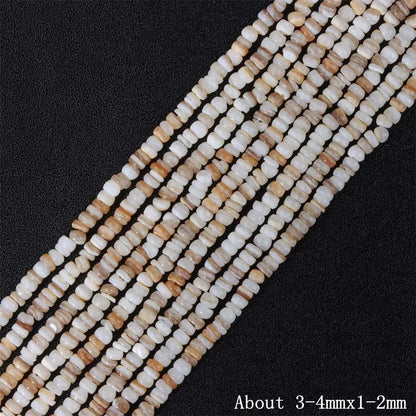 Natürliche weiße Perlmutt-Muschelperlen, Rondelle-Herz, ovale runde Süßwasser-Muschelperlen für die Schmuckherstellung, 38,1 cm pro Strang