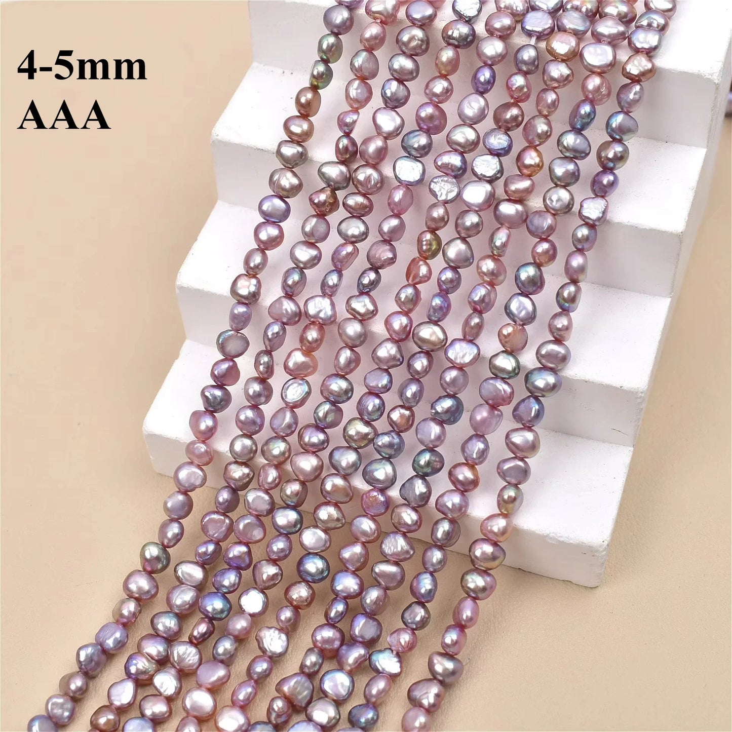 4–5 mm strahlender Spiegel-Finish-Edelstein, natürliches Süßwasser, AAA, unregelmäßige lila Perlen, Schmuck, MakeDIY-Halskette, Armband, Zubehör