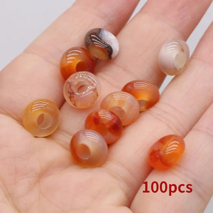 Großhandel 100 Stück Natursteinperlen, großes Loch, Abacus-Form, Agts-Steinperlen für die Herstellung von Schmuck, Halsketten, Loch 4 mm, Größe 5 x 10 mm