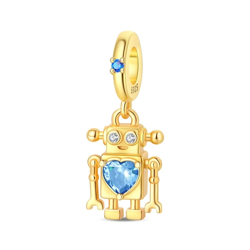 Original-Charm-Perlen aus 925er-Sterlingsilber, goldener Leopard, Glühwürmchen, Schmetterling, Heißluftballon-Perlen, passend für DIY-Armbänder, edler Schmuck
