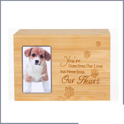 Haustier-Urnen für Hunde, Asche, elegante, geschenkbare Haustier-Gedenkbox mit Bilderrahmen, sichere Erinnerungsurne aus Holz für Haustiere