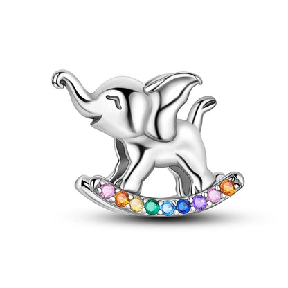 Heißer Verkauf 925er Sterlingsilber, bunter und funkelnder Elefant, baumelnder Charm für Armband, schöner Schmuck, Accessoires, Geschenke
