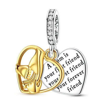 Goldfarbene Charms aus 925er Sterlingsilber, original goldene Sicherheitskette, runder Abstandshalter-Clip-Charm, DIY-Schmuck für Damen, Armband, Geschenk