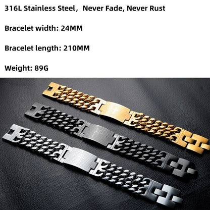 HNSP 24MM Breite 316L Edelstahl Kubanischen Kette Kreuz Armband Für Männer Schmuck Männliche Hand Kette Wrap Armbänder Punk zubehör