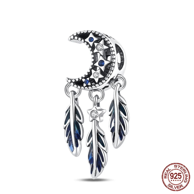Modische 925er-Sterlingsilber-Charms mit buntem Traumfänger, Perlen für Qikaola 925 Original-Armbänder, exquisiter DIY-Schmuck, Geschenke