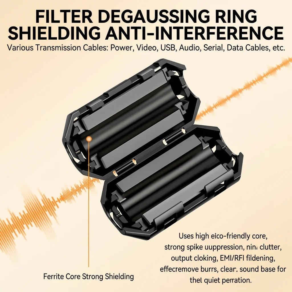 DIVEDEER Clip-on Magnetringfilter, abnehmbarer EMI-Unterdrücker, Datenkabel-Anti-Interferenz- und elektromagnetische Abschirmung