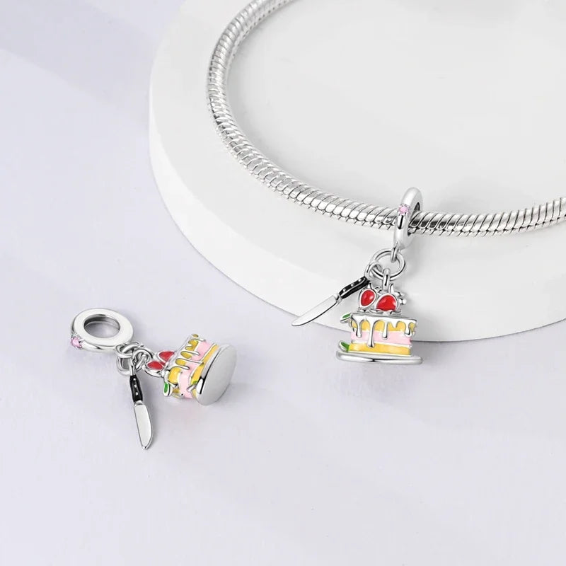 Charm-Anhänger aus 925er-Sterlingsilber, Vintage-Stil, blaues und weißes Porzellan, Teetasse, Perlen, passend für Original-Armbänder, Schmuck, Geschenk