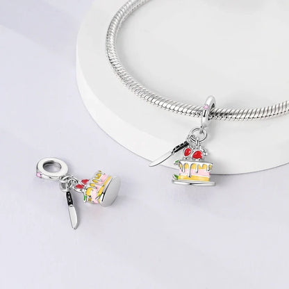 Charm-Anhänger aus 925er-Sterlingsilber, Vintage-Stil, blaues und weißes Porzellan, Teetasse, Perlen, passend für Original-Armbänder, Schmuck, Geschenk