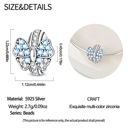 925er Sterlingsilber, Gold, Blume, Schmetterling, Leopard, Pfotenklee, Perlen, Zirkon, Schmuck für Halskette, Armband, Geschenk für Frauen und Mädchen