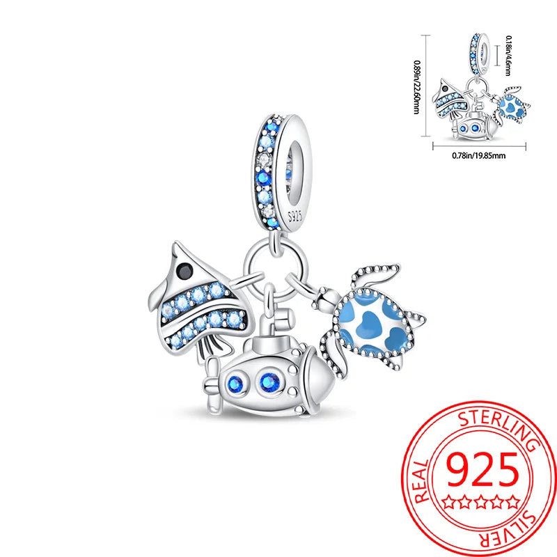 Sommer-Charm-Anhänger aus 925er-Sterlingsilber, Sea World Kingdom, Perlen für Charms, Original-Armband für Damen, Schmuckherstellung