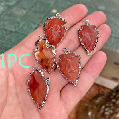 Echte Stein Pfeile Halskette Anhänger Rohkristall Quarz Anhänger Handwerk Amethyst Obsidian Pfeilspitze Energie Glücksbringer Herstellung Diy