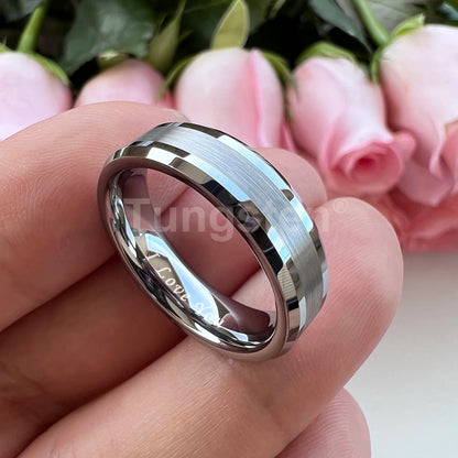 iTungsten 6mm 8mm Wolframkarbid-Fingerring für Herren und Damen, Verlobung, Ehering, Modeschmuck, I Love You, graviert, bequeme Passform
