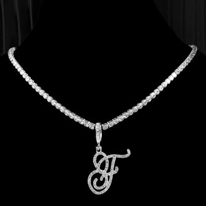 Neue Kursive Buchstaben Kubische Zirkonia Kette Initialen Namenskette Hip-Hop Schmuck Gold Silber Farbe CZ 26 Alphabet Anhänger Halsketten