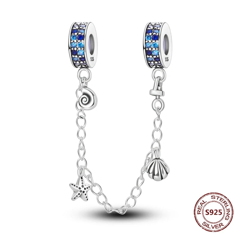 Sicherheitskette Libelle Schmetterling 925er Sterlingsilber Original Marienkäfer Kolibri Charm DIY Schmuckherstellung für Armband Armreif