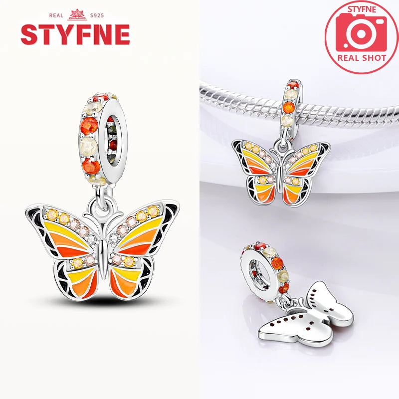 Neue Silber 925 Blaue Libelle Schmetterling Charms Perlen Fit Original Armband für Frauen DIY Edlen Schmuck Zubehör Perlen Geschenke