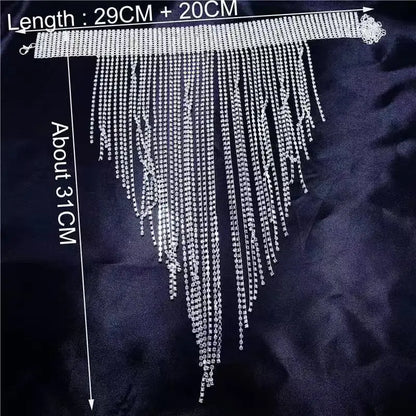 Neue Lange Kette Strass Quaste Choker Halsketten für Frauen Braut Aussage Halskette Hochzeit Kristall Schmuck Kragen Choke