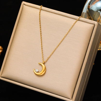 EILIECK 316L Edelstahl Metall Goldene Kette Teardrop Bling Zirkonia Halskette 18K PVD Überzogene Wasserdicht Mode Schmuck Frauen