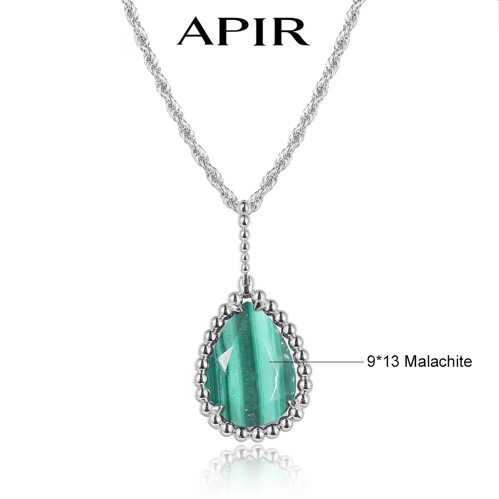 APIR Edelstein Wassertropfen Halskette Böhmischer Stil Damen Anhänger Halskette 5A Zirkon Kette Halskette Schmuck Täglich Niedrigster Preis