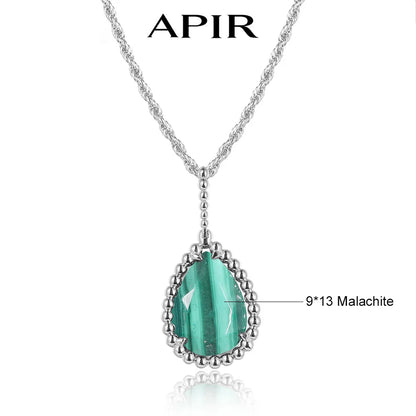 APIR Edelstein Wassertropfen Halskette Böhmischer Stil Damen Anhänger Halskette 5A Zirkon Kette Halskette Schmuck Täglich Niedrigster Preis