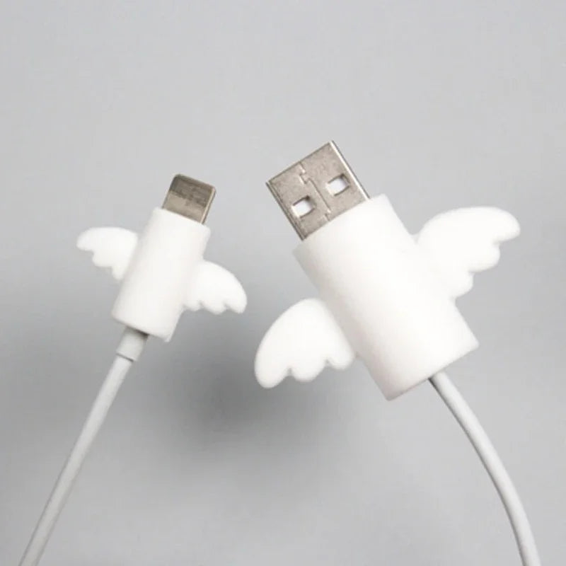 1 Set Datenkabel Stecker Abdeckung Fall Engel Flügel Kabel Protector Wickler Ladeleitung USB Kabel Halter Organizer Hülse