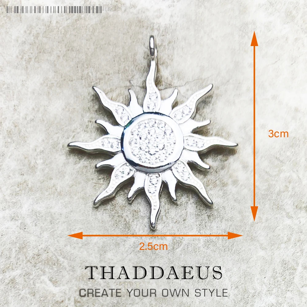 Anhänger Sun Star CZ Pave Sommer Winter Neu 925 Sterling Silber Edlen Schmuck Europa Stil Accessoires Geschenk für Männer Frau