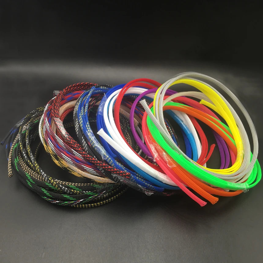 4mm Golden Clear Colorful High Density Mesh Guard RC Car Expandable Nylon Snakeskin Braid PET Protect Sheath Wire Cable Sleeve