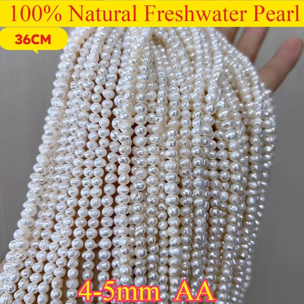 4-5mm AA Hochwertige Natürliche Süßwasserperle Punch Lose Weiß Lila Perle für DIY Elegante Halskette Armband Schmuckherstellung