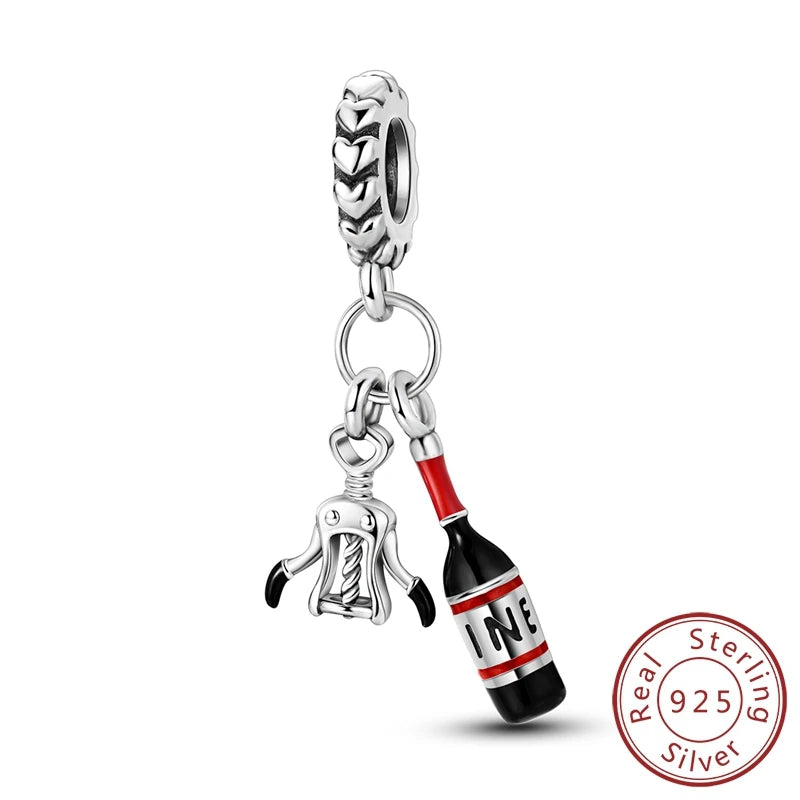 Neue Original 925 Sterling Silber Perlen Charme Schnaps Wein Serie Verschluss Anhänger Fit Original Armband Für Frauen DIY Schmuck Geschenk