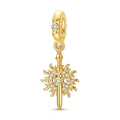Goldfarbene Charms aus 925er Sterlingsilber, original goldene Sicherheitskette, runder Abstandshalter-Clip-Charm, DIY-Schmuck für Damen, Armband, Geschenk