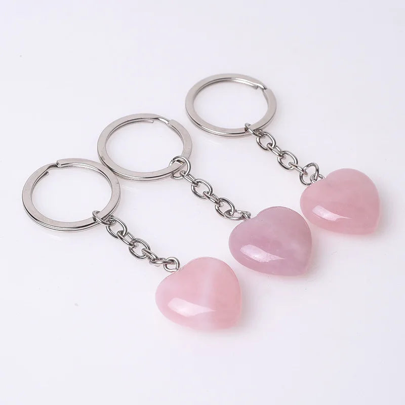 20 stücke Natürliche Raue Rohstein Kristall Quarz Schlüsselbund Frauen Männer Handtasche Hangle Auto Schlüssel Halter Raw Mineral Stein Schlüsselring schmuck