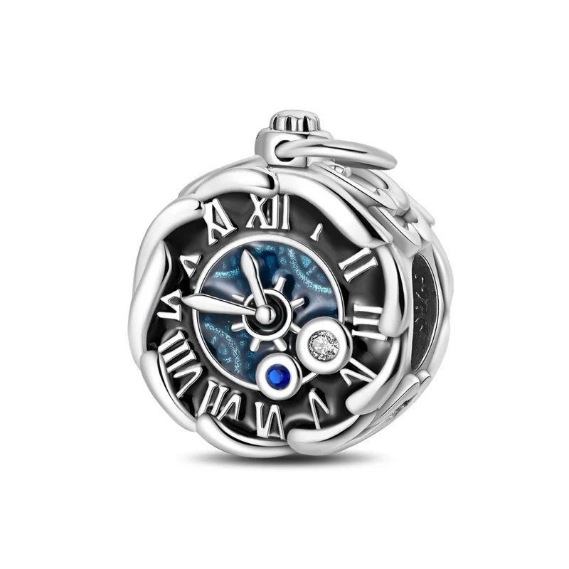 Blaue Serie 925er Sterling Jungfrau Maria Schleife Chamäleon Tanzschuhe Flugzeug Ticket Charm passend für DIY Armband Halskette süße Geschenke