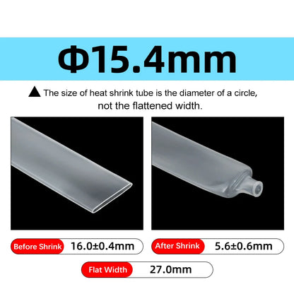 2 - 10M Transparenter 3:1 Schrumpfschlauch mit Klebstoff 1,6 ~ 39mm Doppelwandiger Klebstoffbeschichteter Polyolefin-Schrumpfschlauch Kabelschutzhülle