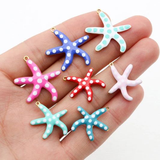 10 Stück 2 Größen Edelstahl Seestern Charms Anhänger Emaille DIY Schmuck Herstellung Zubehör Zubehör Zubehör Armband Halskette Ohrringe