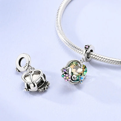 Grüne Zirkon-Katze-Blumen-Schmetterlings-Perlen für Armband-Charms aus 925er Silber, originelle Schmuckherstellung, DIY-Jubiläumsgeschenk