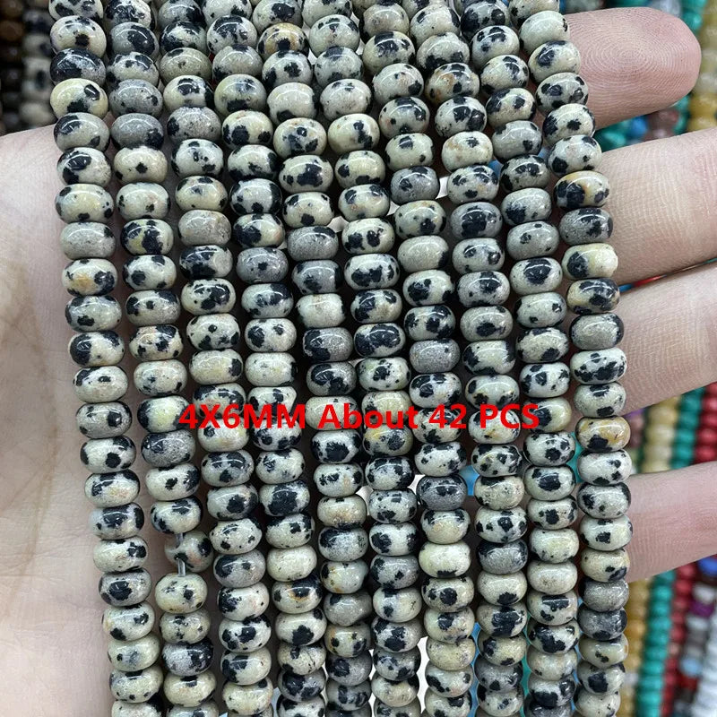 Natürliche Stein Dalmatiner Jaspis Runde Würfel Facettierte Rondelle Lose Spacer Perlen Für Schmuck Machen Charms DIY Armbänder Halskette