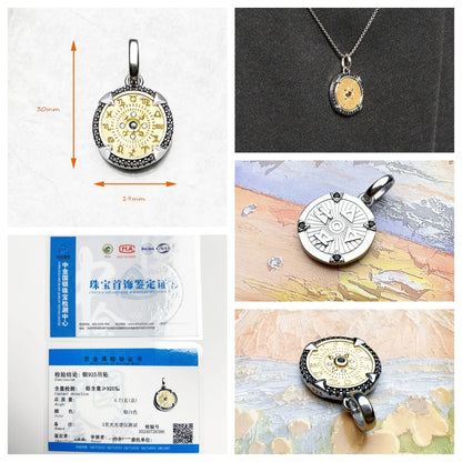 Anhänger Sternzeichen Phönix Flügel Schlange Schwert Mond Brandneuer feiner Vintage-Schmuck Accessoires 925er Sterlingsilber Geschenk für Frau Männer