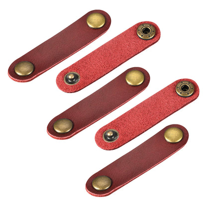 5/10 Stück Leder-Kabelbinder, Kabelbinder, Kabel-Organizer, 63 x 16 mm, tragbares Datenkabel, Leder-Clips, Kopfhörer-Kabel-Management-Halter