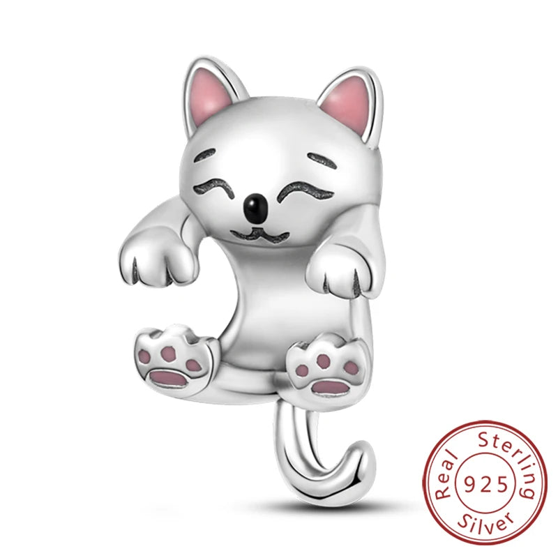 Neue Original Charms Perlen Anhänger 925 Sterling Silber Teddy Pudel Hund Katze Universal Schnalle Charms Fit Armband DIY Schmuck Geschenk