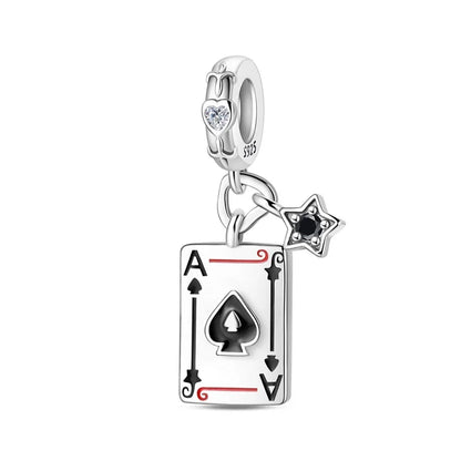 Geheimnisvoller Charm-Anhänger aus 925er-Sterlingsilber mit Hexen- und Tarotkarten-Spielkarten, passend für DIY-Armbänder, Halsketten, die als Glücksgeschenk wünscht