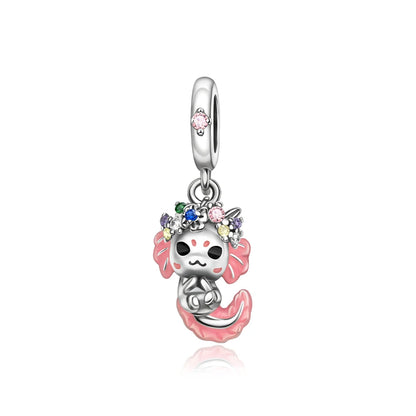 Exquisite Charm-Anhänger aus 925er-Sterlingsilber mit weißen Tigerperlen und Kaninchen-Barista-Anhänger, passend für Armbänder, niedliche Schmuck-Accessoires, Geschenke