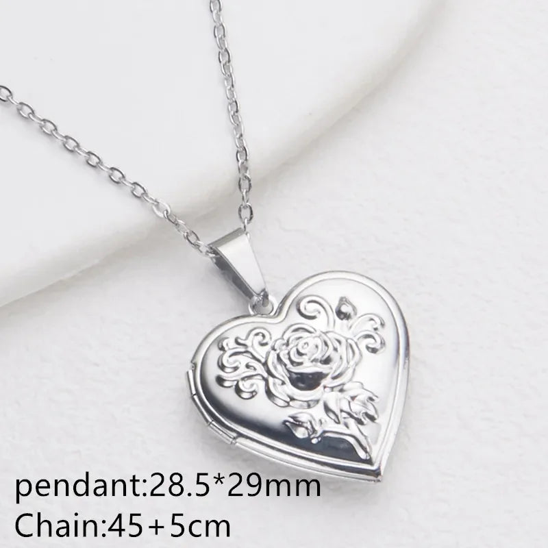 Vintage Edelstahl Offenes Herz Anhänger Halskette Für Frauen Und Mädchen Schmuck Zubehör Geschenk