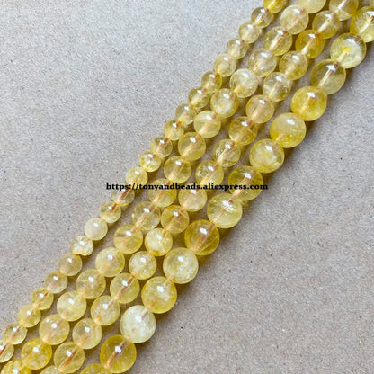 Natürliche Farbe Stein AA Qualität Gelb Kristall Citrin Runde Lose Perlen 15 "4 6 8 10 MM Für Schmuck Machen