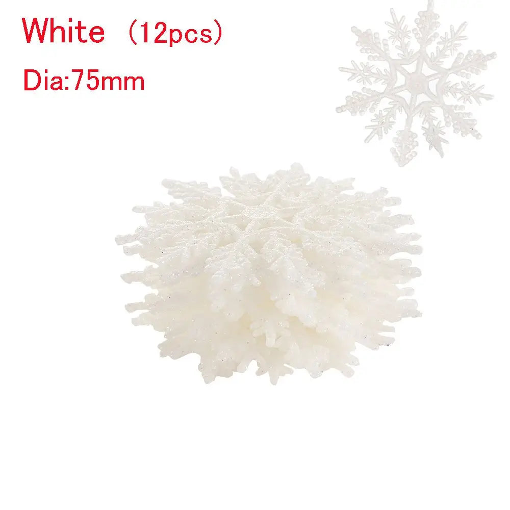 12pcs 7,5 cm Gold pulver Schneeflocke für Weihnachten charmante weiße Weihnachts baum Dekor Weihnachts feier Urlaub Weihnachts schmuck Wohnkultur