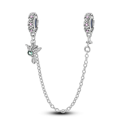 Silber-Charm, 925er-Sterlingsilber, Clip-Charms, Sicherheitsketten-Charm, CZ-Pavé, runde Clip-Perlen, passend für Original-Armbänder, Schmuckherstellung