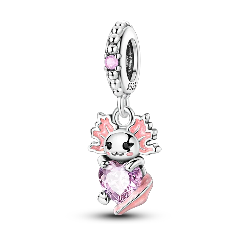 Original-Charm-Perle aus 925er-Sterlingsilber mit eingelegtem Zirkonium, Schleife, Liebesherz, Ballon-Anhänger, passend für Armbänder, DIY-Schmuckmarkierung