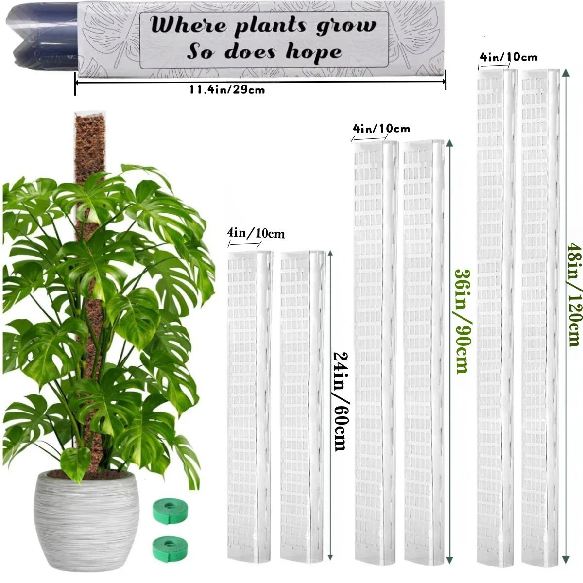 Kunststoff-Moosstange für Pflanzen Monstera, 24 Zoll/36 Zoll/48 Zoll Pflanzenstangen für Kletterpflanzen, Unterstützung für Zimmerpflanzen, Gartenwachstumspfahl