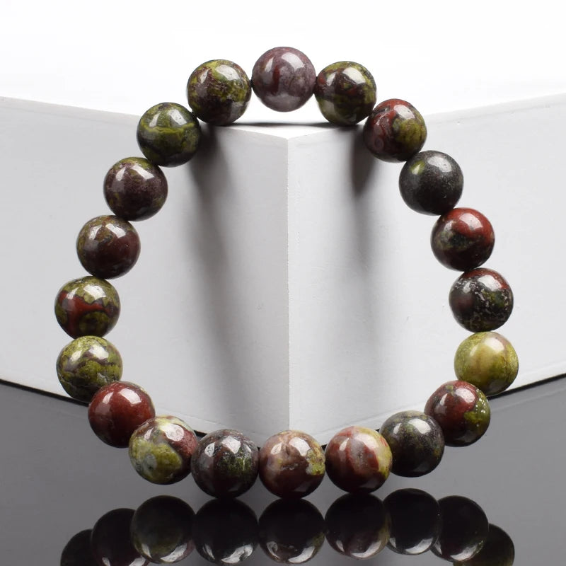 Natürliches Drachenblutstein-Armband aus echten Natursteinen, Perlenarmbänder, Edelsteine, Schmuck für Damen und Herren, echter Blutstein-Jaspis