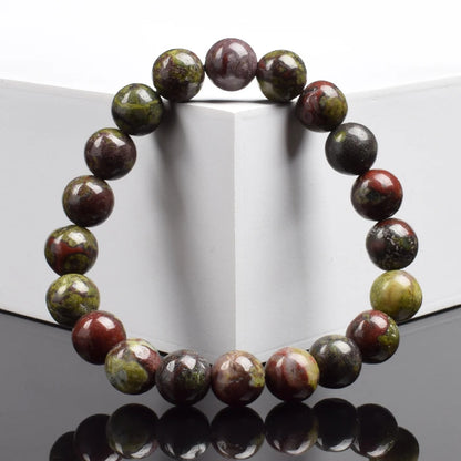 Natürliches Drachenblutstein-Armband aus echten Natursteinen, Perlenarmbänder, Edelsteine, Schmuck für Damen und Herren, echter Blutstein-Jaspis