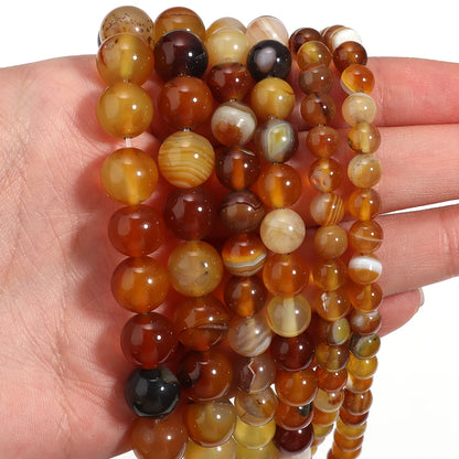 1 Strang Natursteinperlen Bernsteinfarbene Achatperlen Runde lose Perlen für DIY Schmuckherstellung Halskette Armband Großhandel