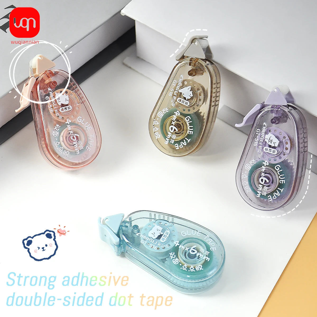 WQN-10PCS Süßes doppelseitiges Klebeband mit Punktpads für Scrapbooking, Basteldekoration, Büro- und Schulbedarf, Schreibwaren